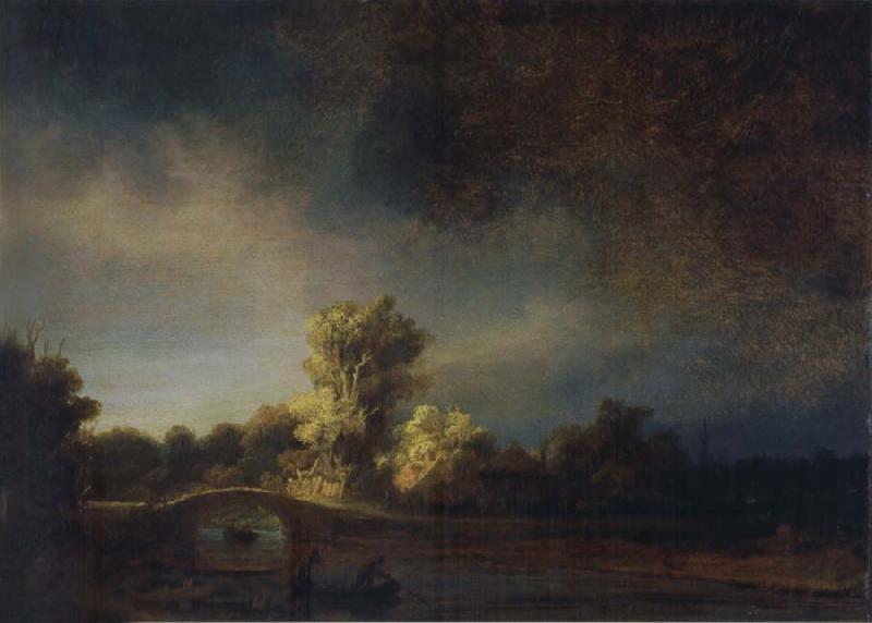 REMBRANDT Harmenszoon van Rijn Landscape with a Stone Bridge Sweden oil painting art